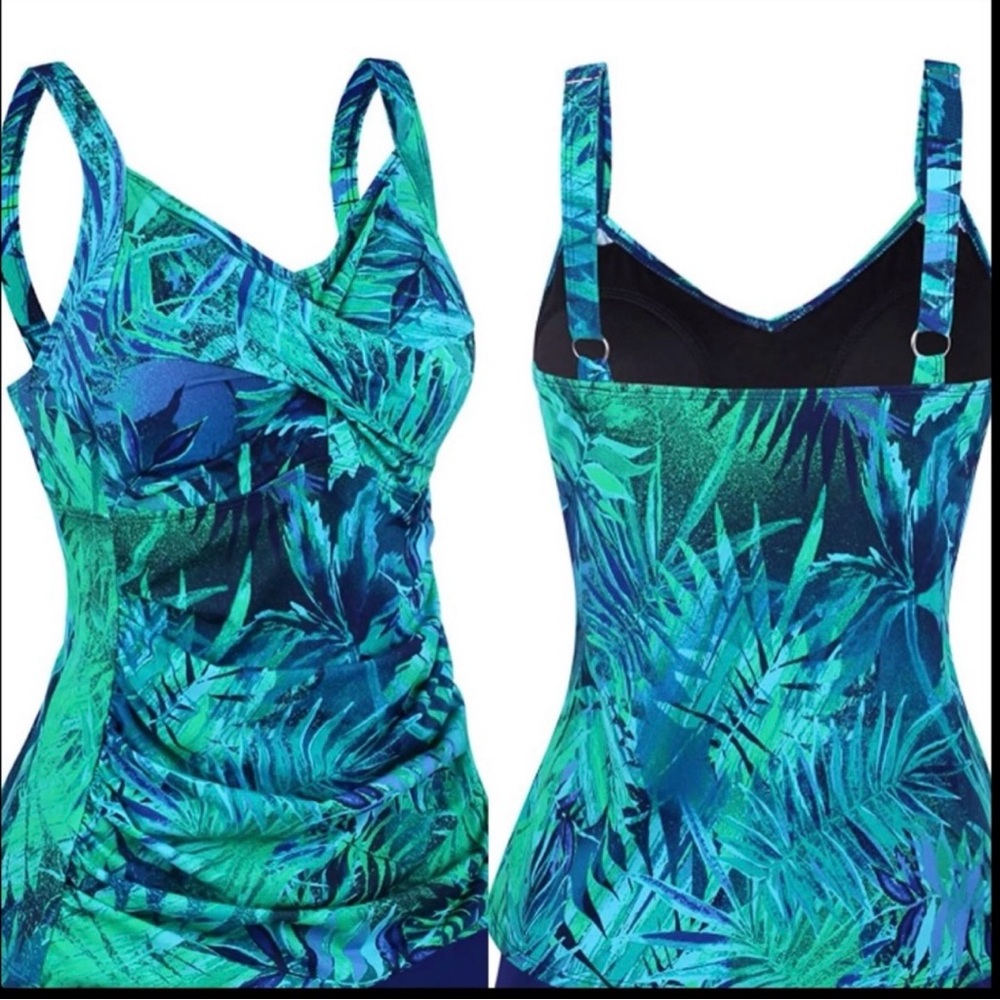 Jinxueer Slimming Palm Print Tankini Top size 10